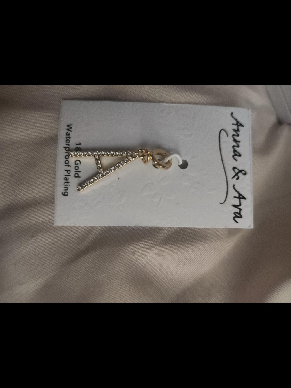 Anna & Ava Gold Letter A Charm with Clear Rhinestones